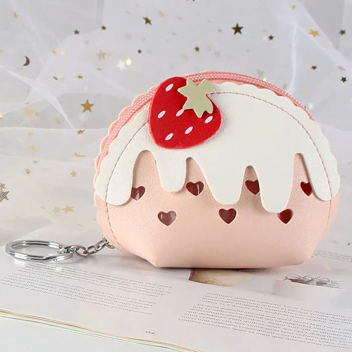🍓 Sweet Berry Bliss Mini Coin Purse 💖 Adorable Zipper Keychain Wallet for Girls ✨