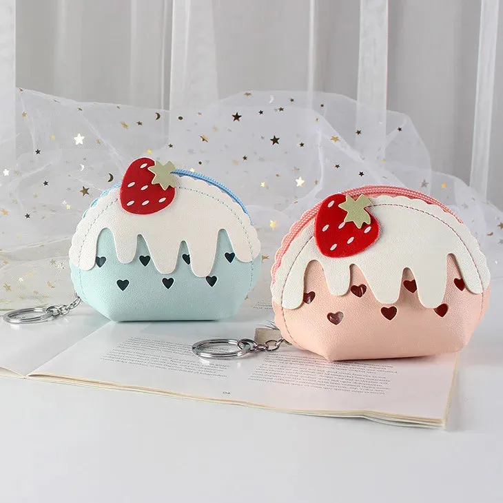🍓 Sweet Berry Bliss Mini Coin Purse 💖 Adorable Zipper Keychain Wallet for Girls ✨