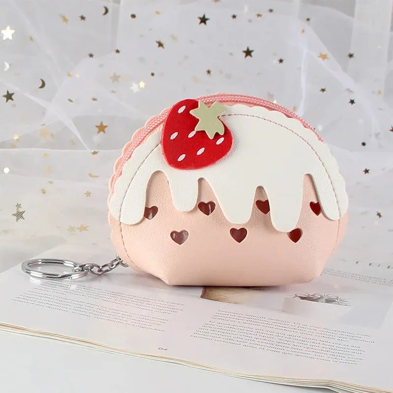 🍓 Sweet Berry Bliss Mini Coin Purse 💖 Adorable Zipper Keychain Wallet for Girls ✨