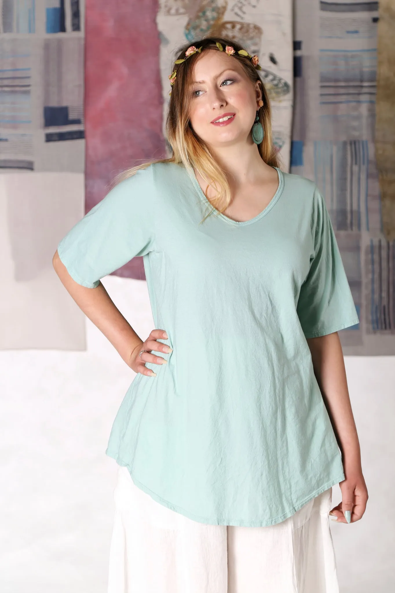 1211 Lightweight A-Line Layer Tee Mint Unprinted