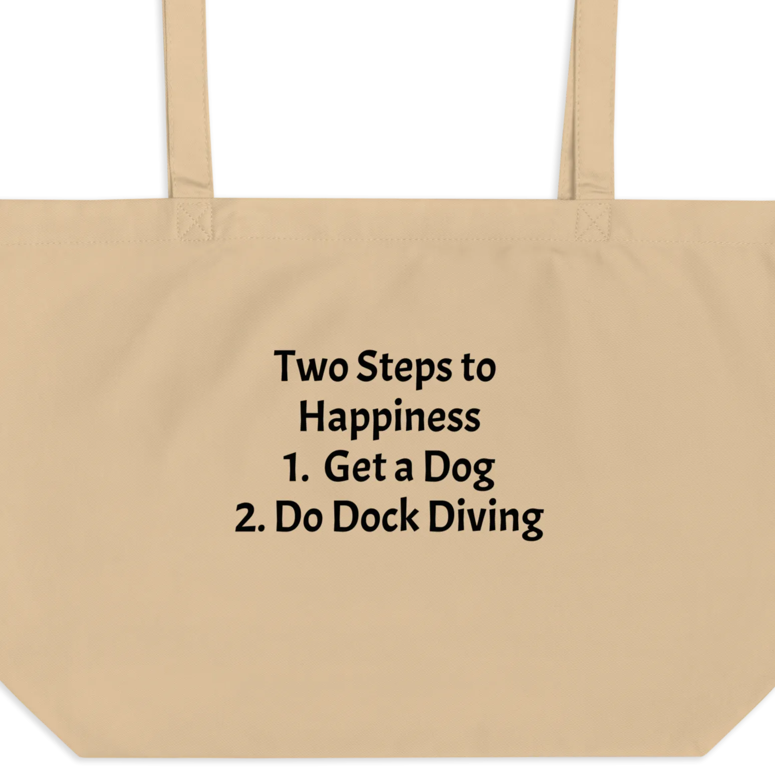 2 Steps to Happiness - Dock Diving X-Large Tote/ Shopping Bags
