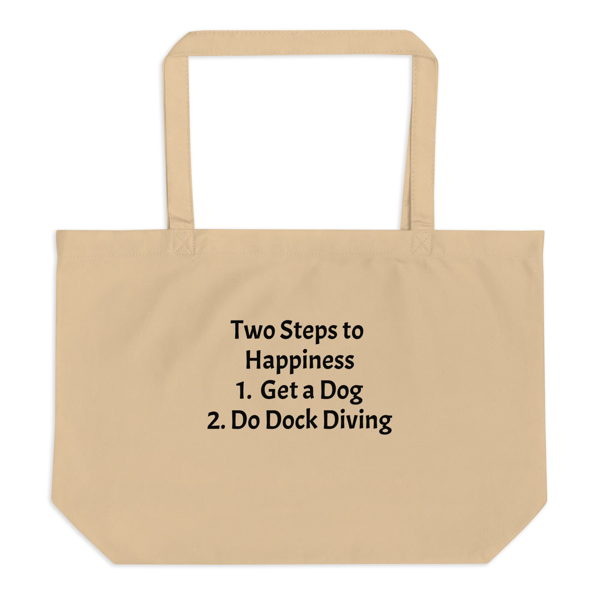 2 Steps to Happiness - Dock Diving X-Large Tote/ Shopping Bags