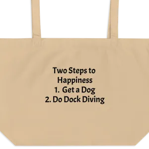 2 Steps to Happiness - Dock Diving X-Large Tote/ Shopping Bags