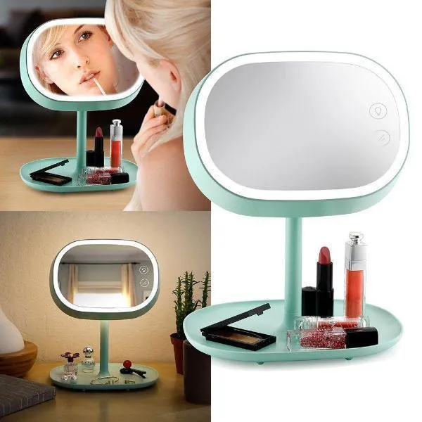 3-in-1 LED Vanity Lamp & Makeup Mirror With Accessory Tray