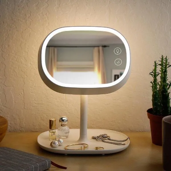3-in-1 LED Vanity Lamp & Makeup Mirror With Accessory Tray