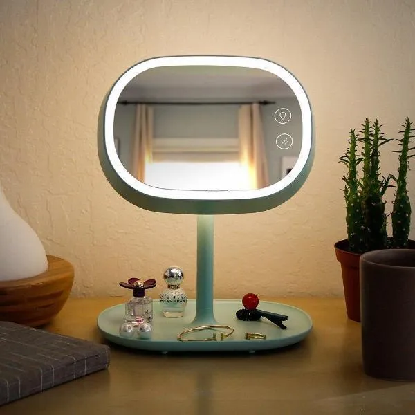3-in-1 LED Vanity Lamp & Makeup Mirror With Accessory Tray