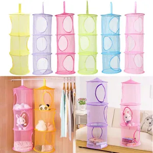 3 Shelf Hanging Storage Net Kids Toy Organizer Bag Bedroom Wall Door Closet Organizers Basket for Toys