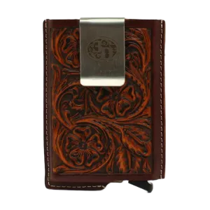 3D Belt Men's Leather Logo Tooled Brown Smart Wallet D250002602