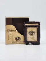 3D Belt Men's Leather Logo Tooled Brown Smart Wallet D250002602