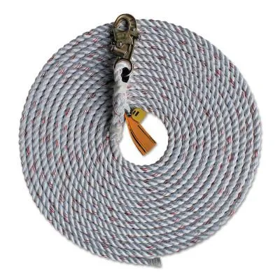 3M™ Rope Lifelines with Snap Hooks, 30 ft, Self-Locking Snap Hook, 310 lb, 1202754