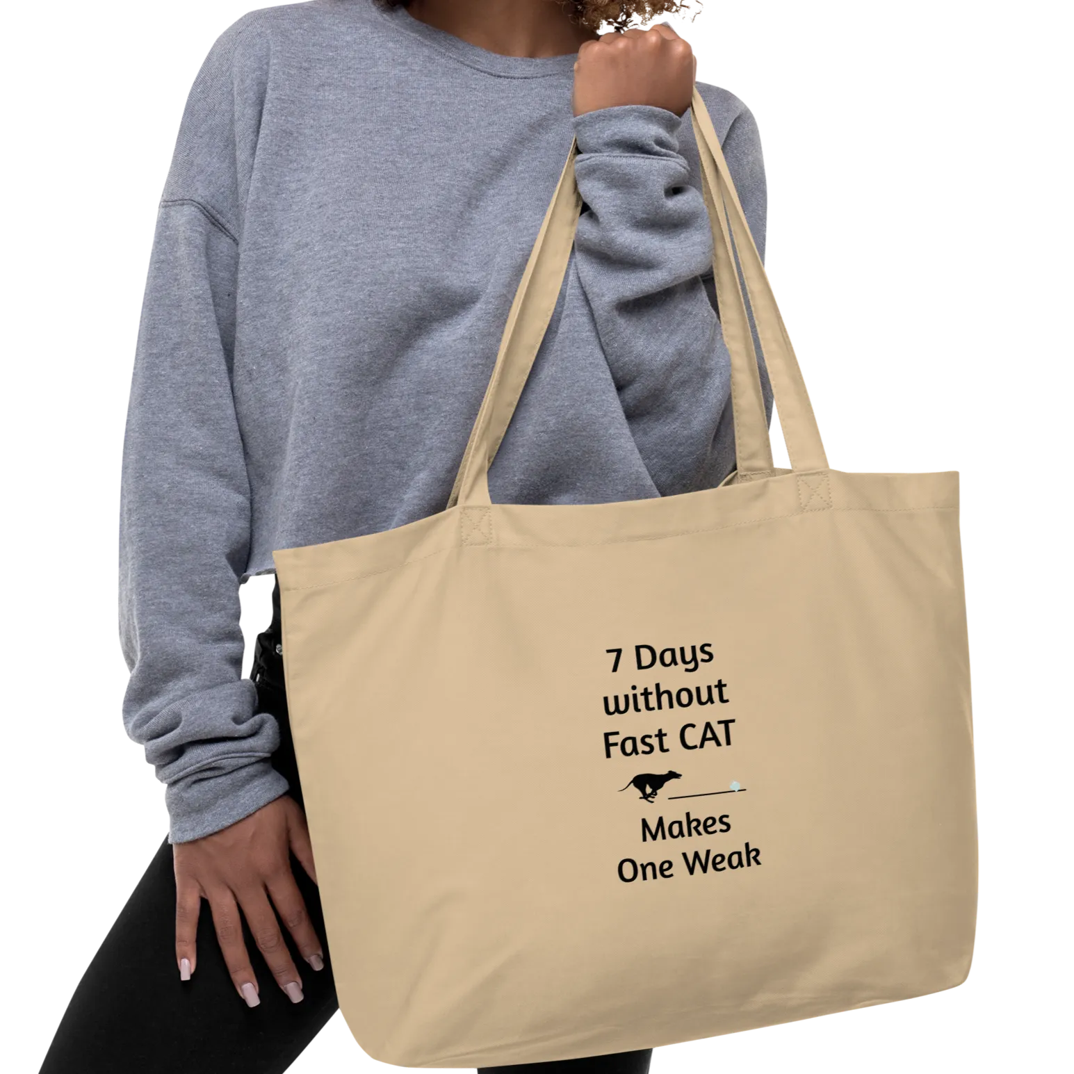 7 Days Without Fast CAT X-Large Tote/ Shopping Bags