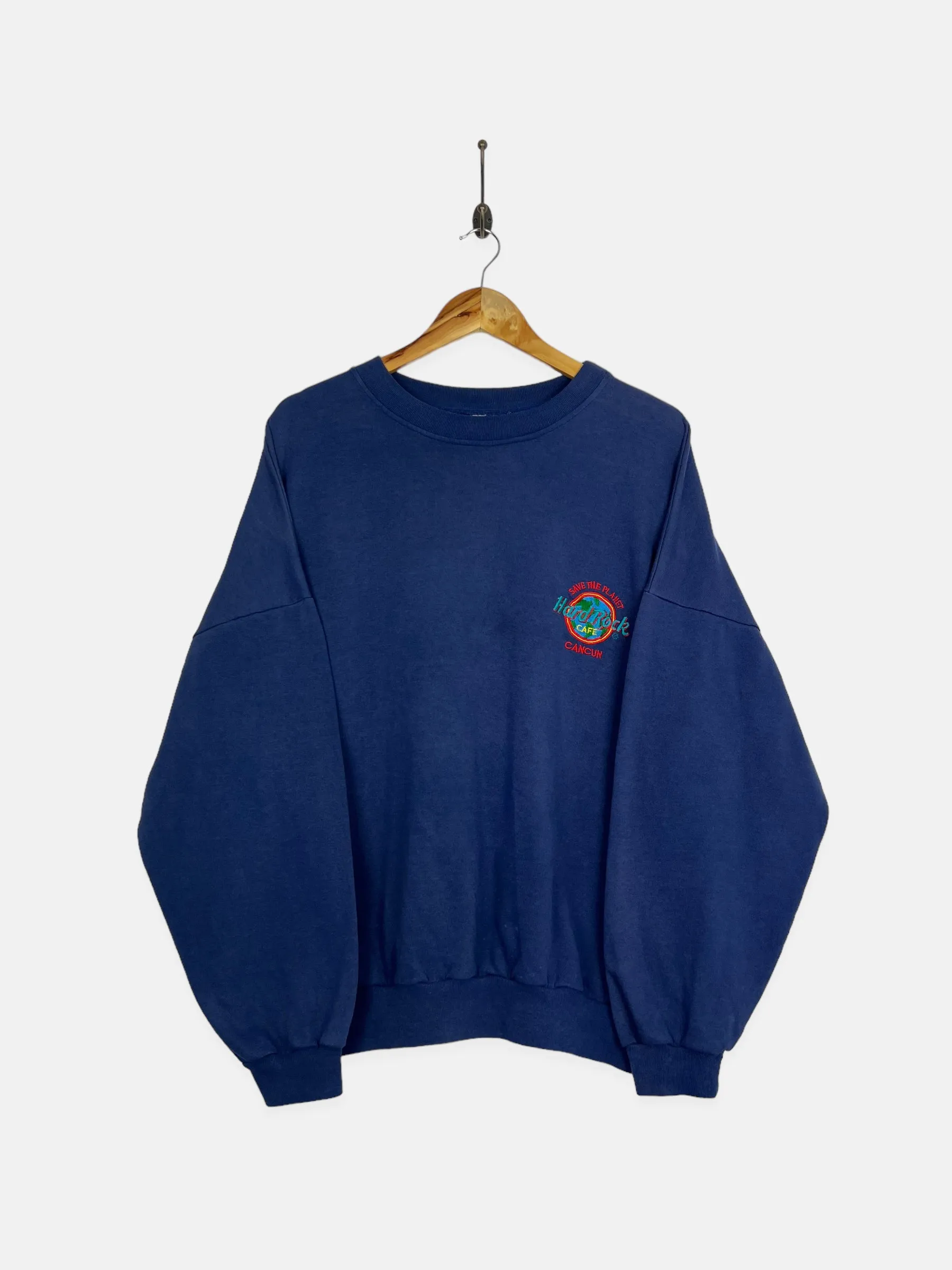90's Hard Rock Cafe Cancun Embroidered Vintage Lightweight Sweatshirt Size L