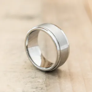9mm Brushed Center Step Edge Tungsten Carbide Ring