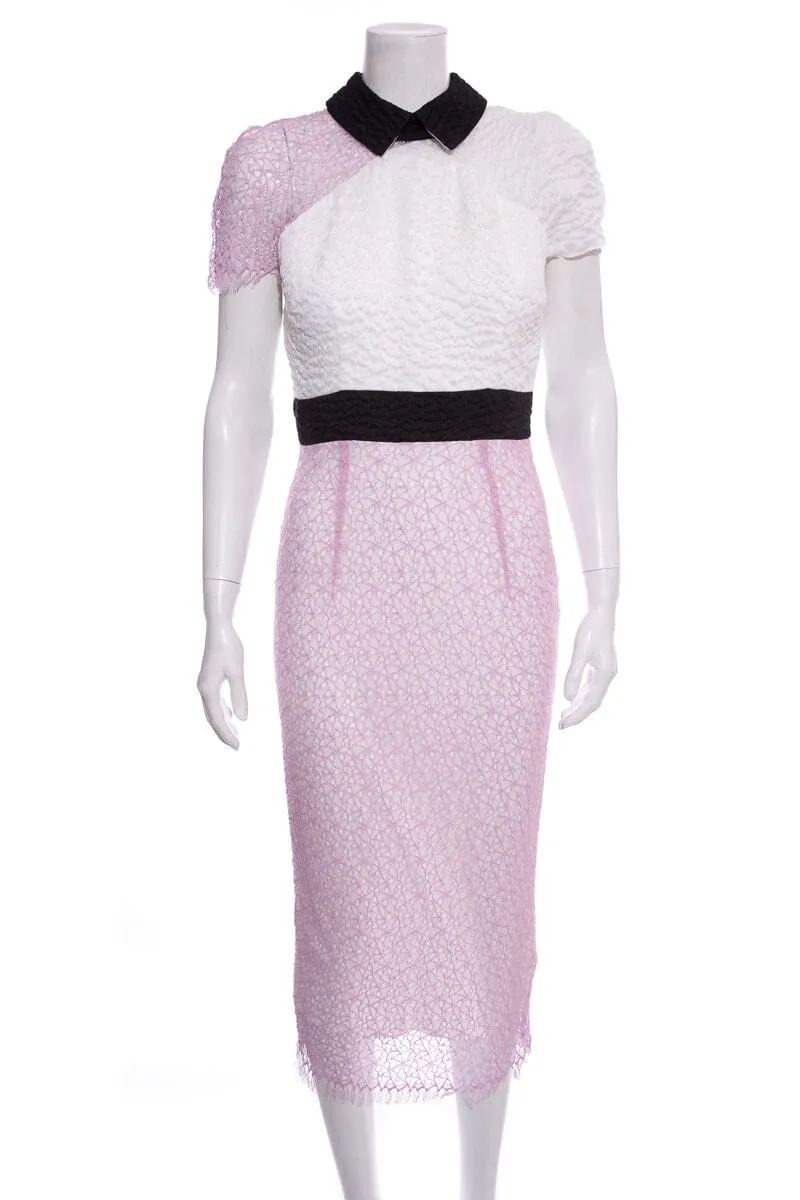 Alex Perry White & Purple Lace Color Block Dress SZ 10