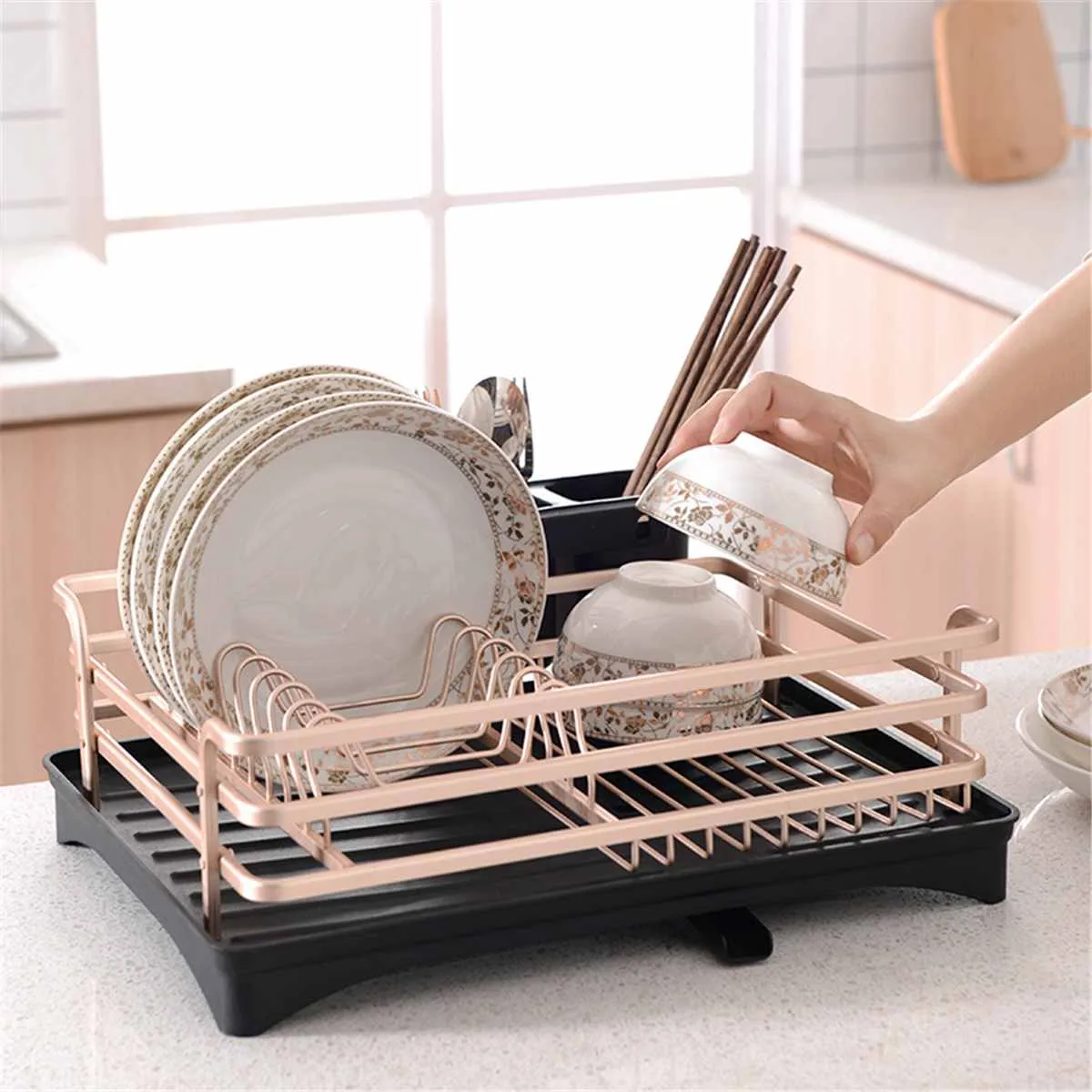 Aluminium Alloy Dish Drying Rack Multifunction Kitchen Washing