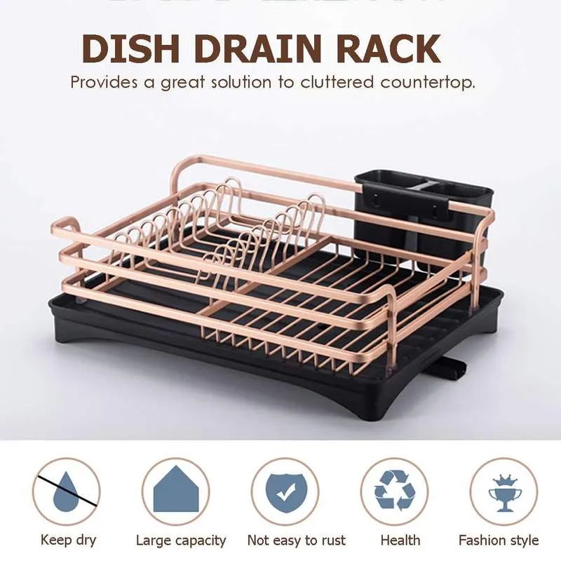 Aluminium Alloy Dish Drying Rack Multifunction Kitchen Washing