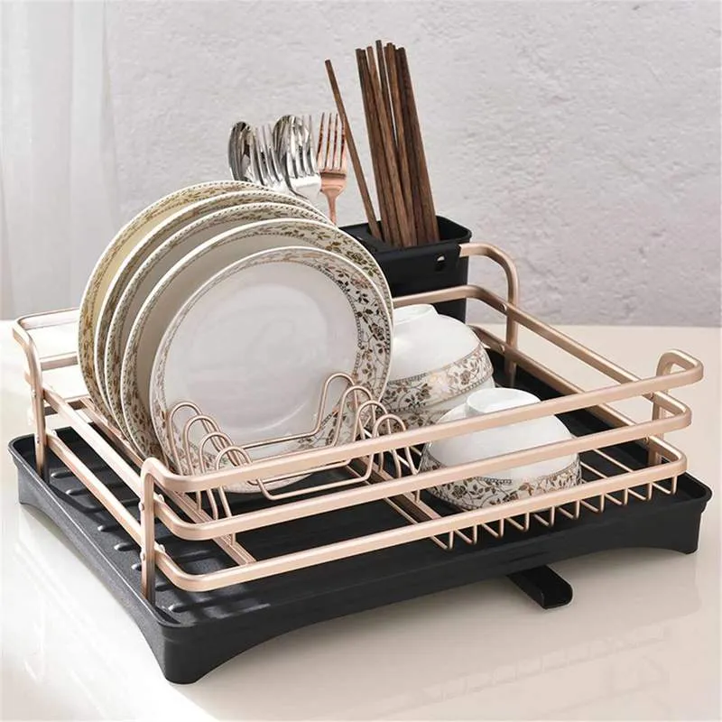 Aluminium Alloy Dish Drying Rack Multifunction Kitchen Washing