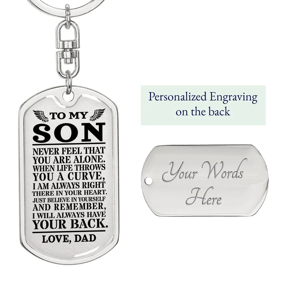 Always With You Son Dog Tag Key Chain