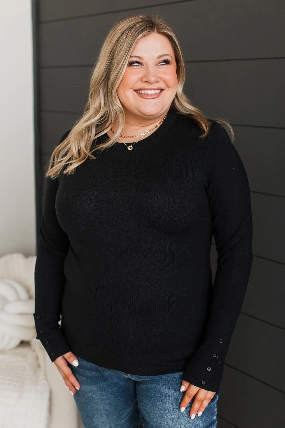 Amazing Moments Lightweight Knit Sweater- Black