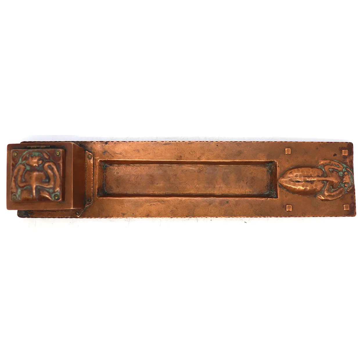 American Forest Craft Guild Arts and Crafts Hammered Copper Scarab Inkstand