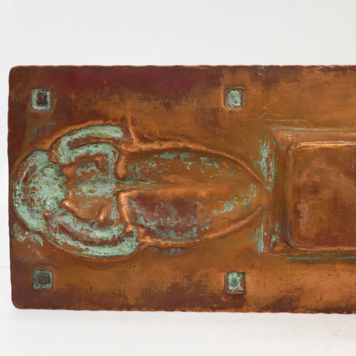American Forest Craft Guild Arts and Crafts Hammered Copper Scarab Inkstand