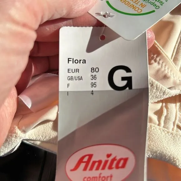 Anita Bra Comfort Flora Minimizer unlined adjustable floral lightweight Ecru 36G