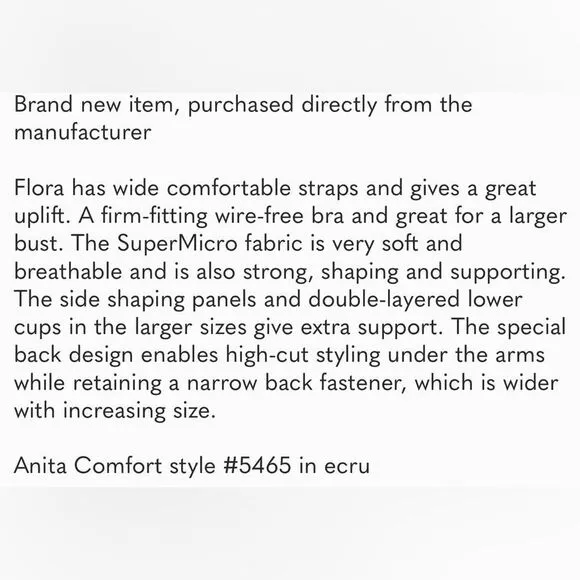 Anita Bra Comfort Flora Minimizer unlined adjustable floral lightweight Ecru 36G