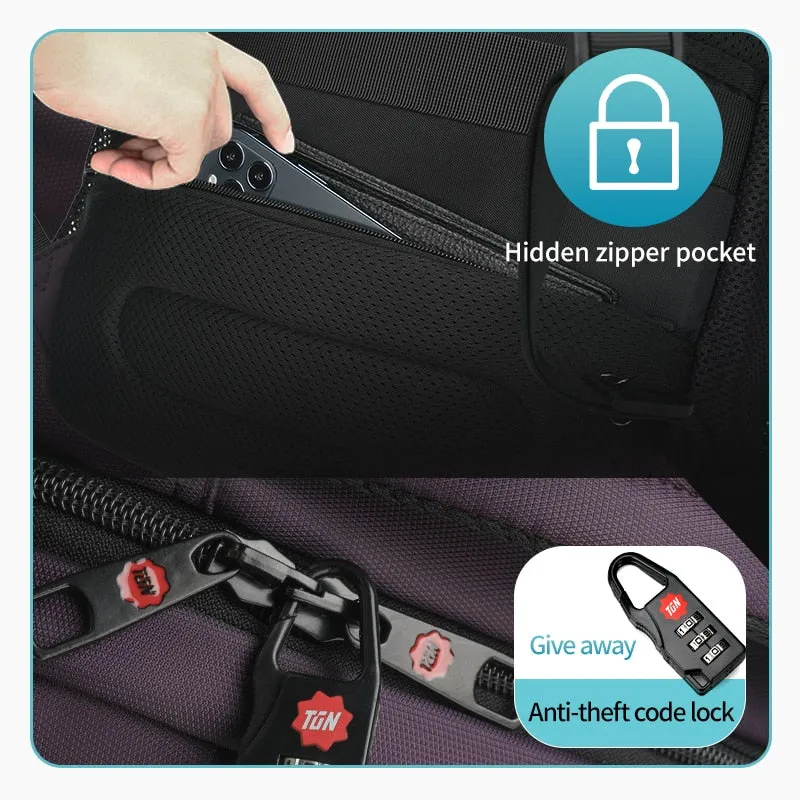 Anti Theft Backpack Computer Backpack Travel Bag - Purple - 15 inches