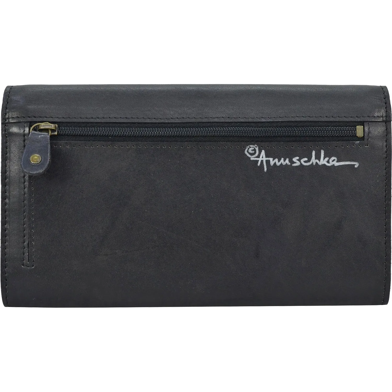 Anuschka Accordion Flap Wallet Hummingbird Black Leather