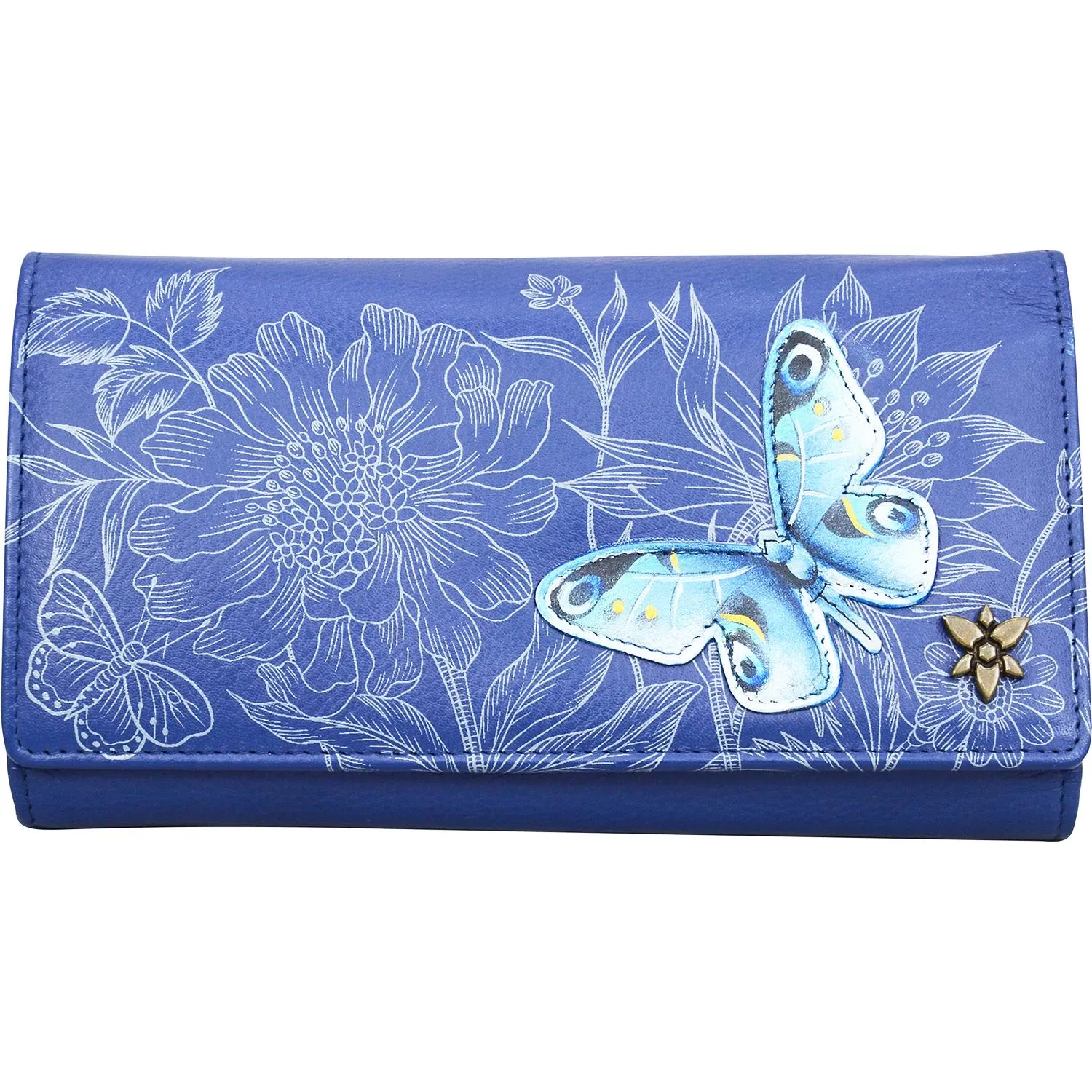 Anuschka Three Fold Wallet Garden Of Delights Leather