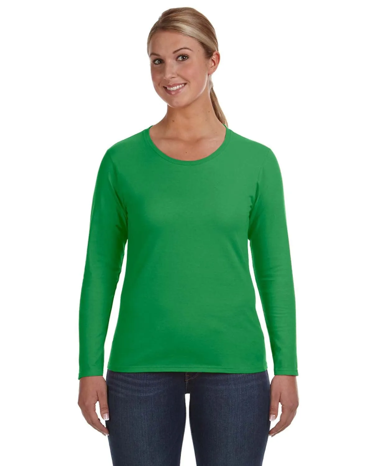 Anvil Ladies Lightweight Long Sleeve T-Shirt | Green Apple