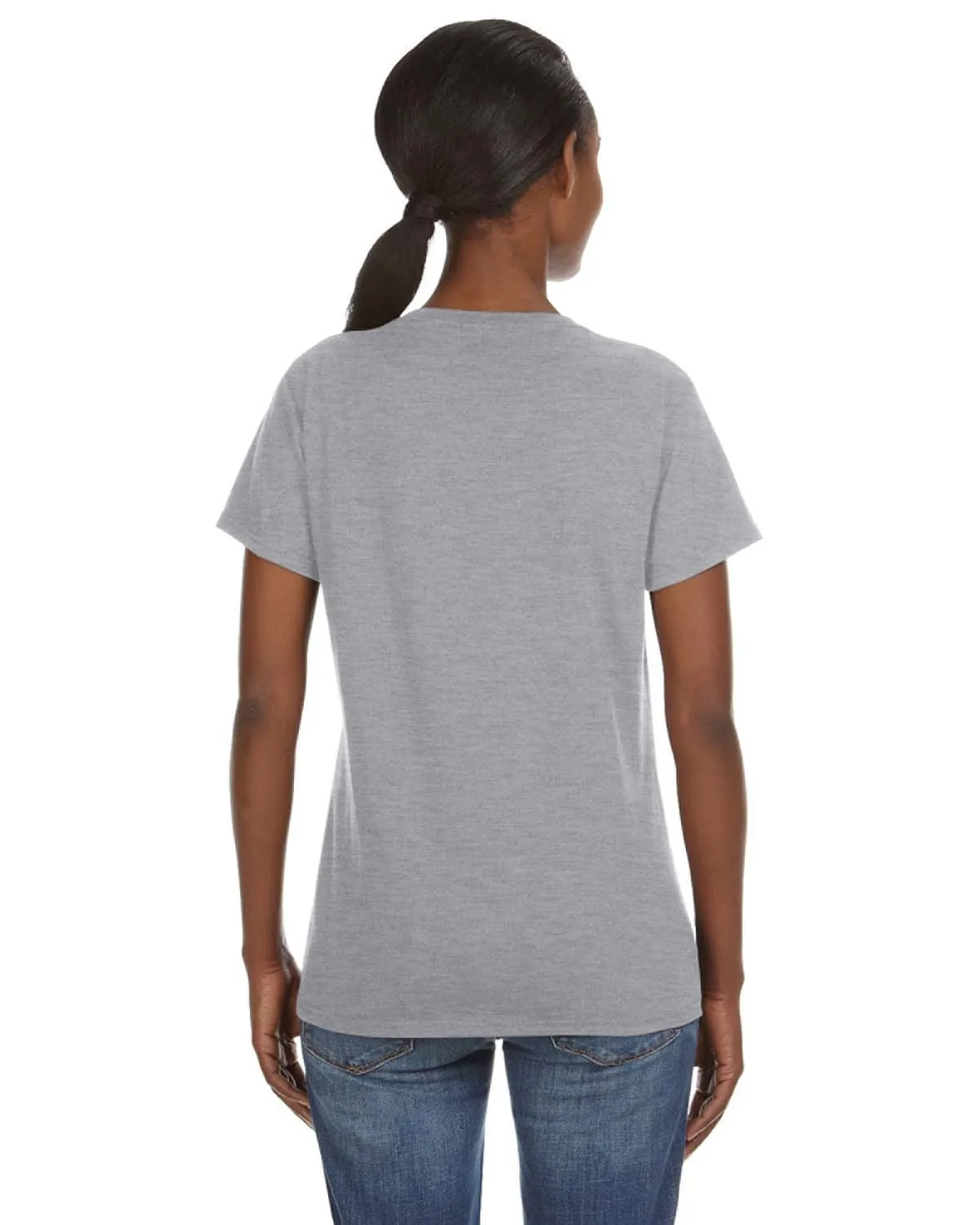 Anvil Ladies Lightweight V-Neck T-Shirt | Heather Grey