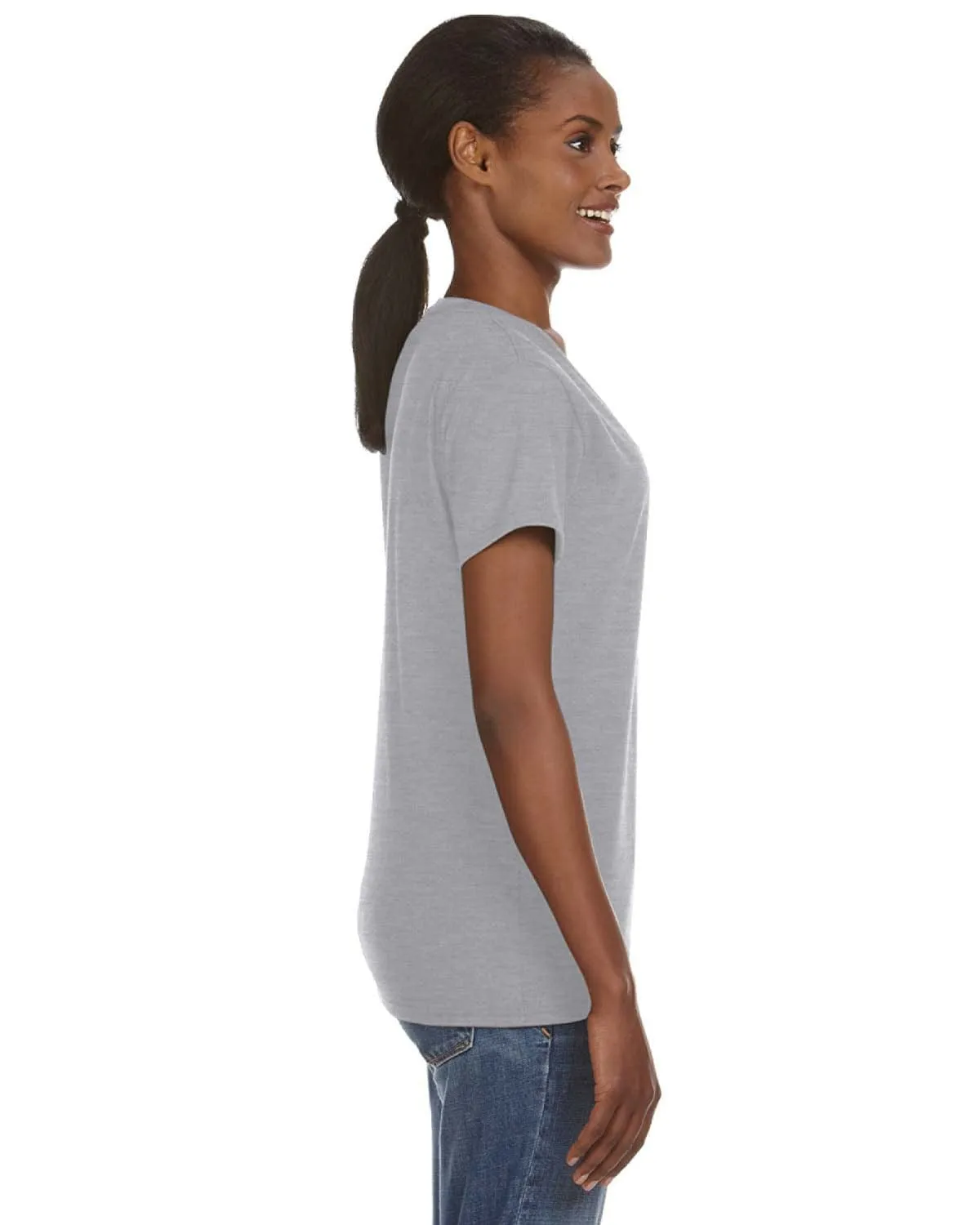 Anvil Ladies Lightweight V-Neck T-Shirt | Heather Grey