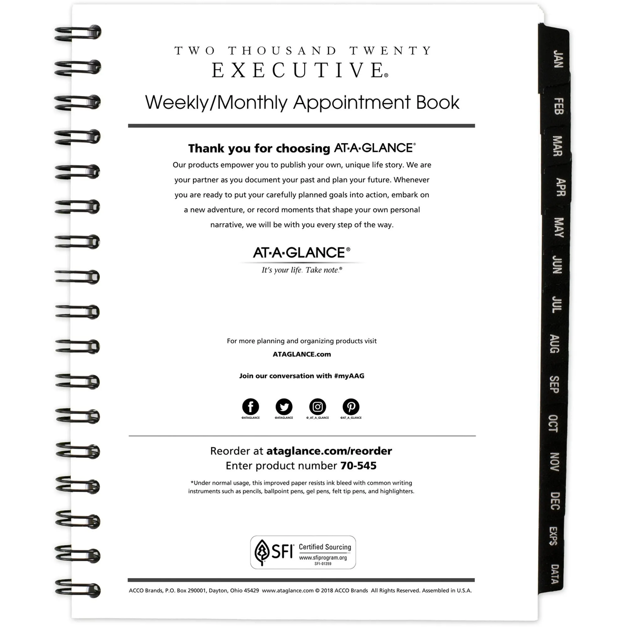 At-A-Glance Executive Weekly/Monthly Appointment Book Refill