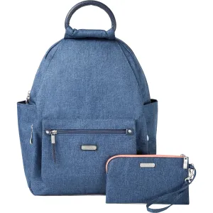 Baggallini All Day Backpack With RFID Phone Wristlet Steel Blue Nylon