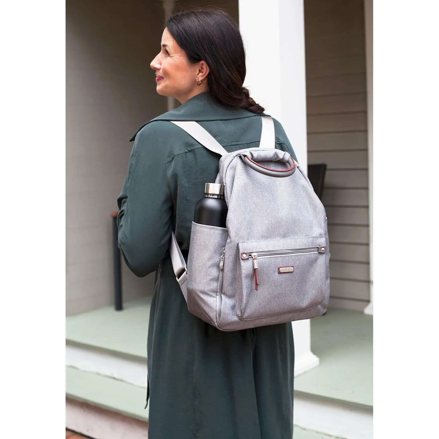 Baggallini All Day Backpack With RFID Phone Wristlet Stone Nylon