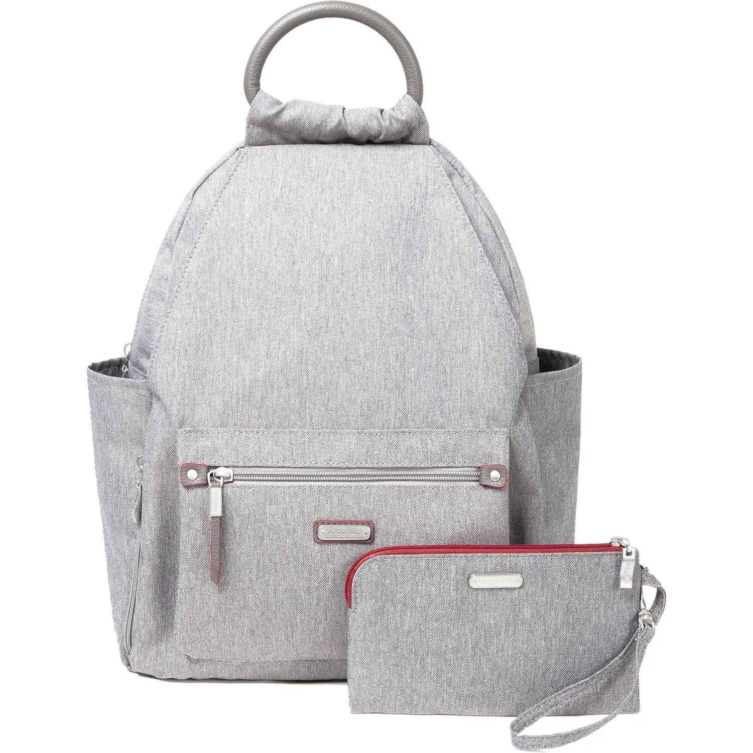 Baggallini All Day Backpack With RFID Phone Wristlet Stone Nylon