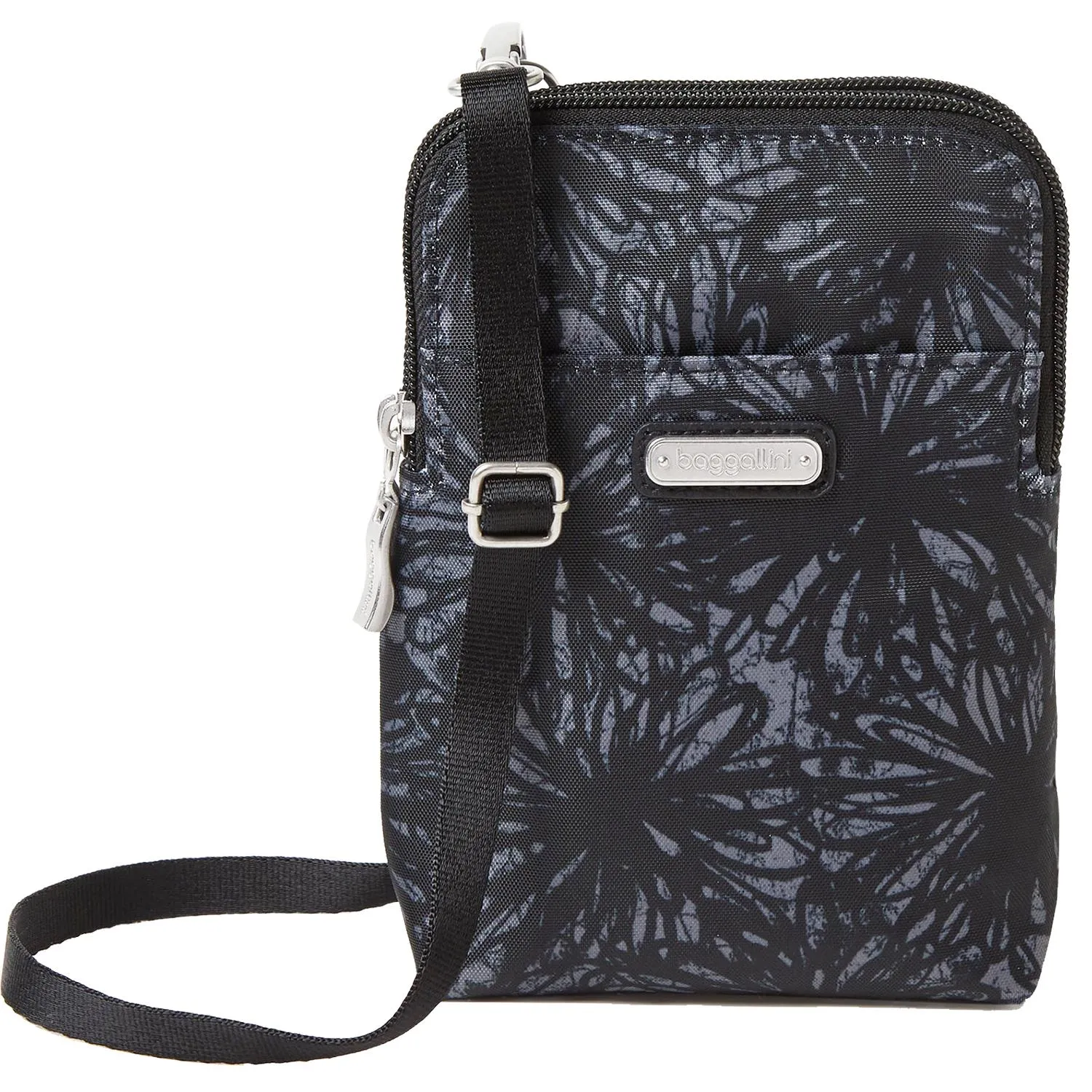 Baggallini Take Two RFID Bryant Crossbody Onyx Floral Nylon