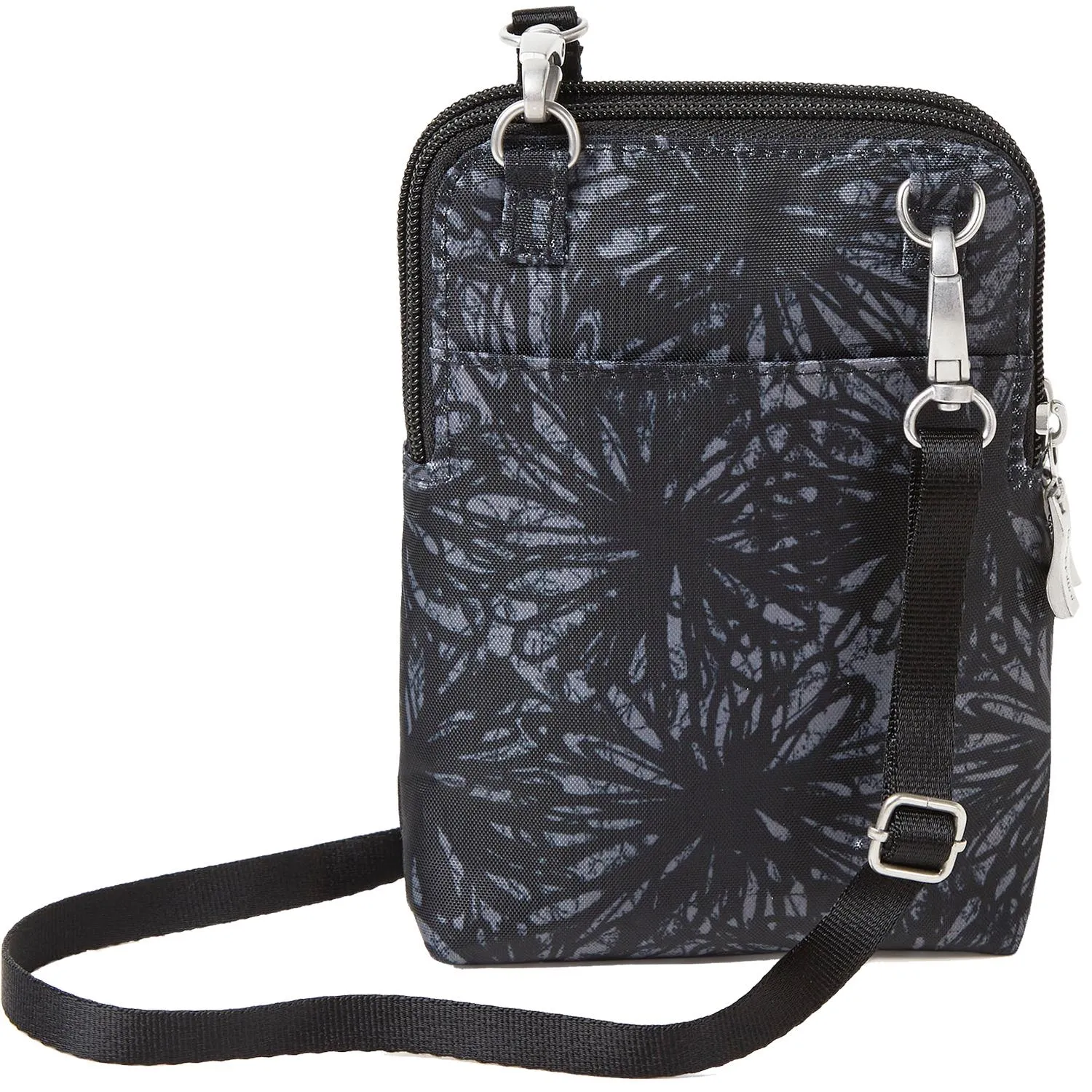 Baggallini Take Two RFID Bryant Crossbody Onyx Floral Nylon