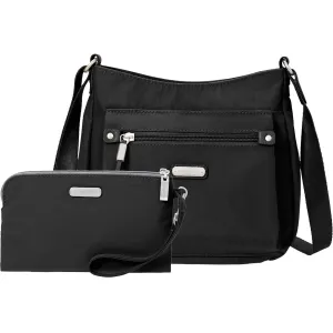 Baggallini Uptown Bagg with RFID Phone Wristlet Black Nylon