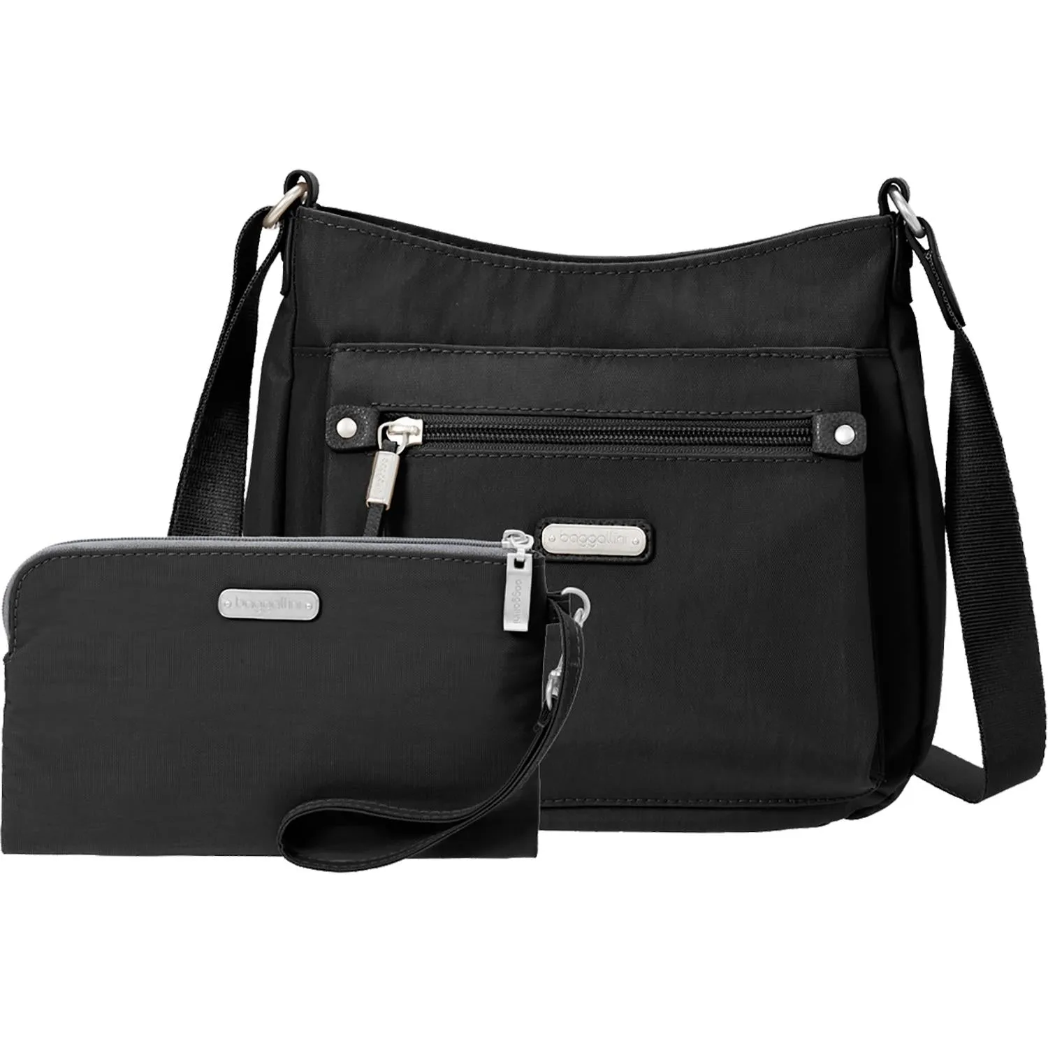 Baggallini Uptown Bagg with RFID Phone Wristlet Black Nylon
