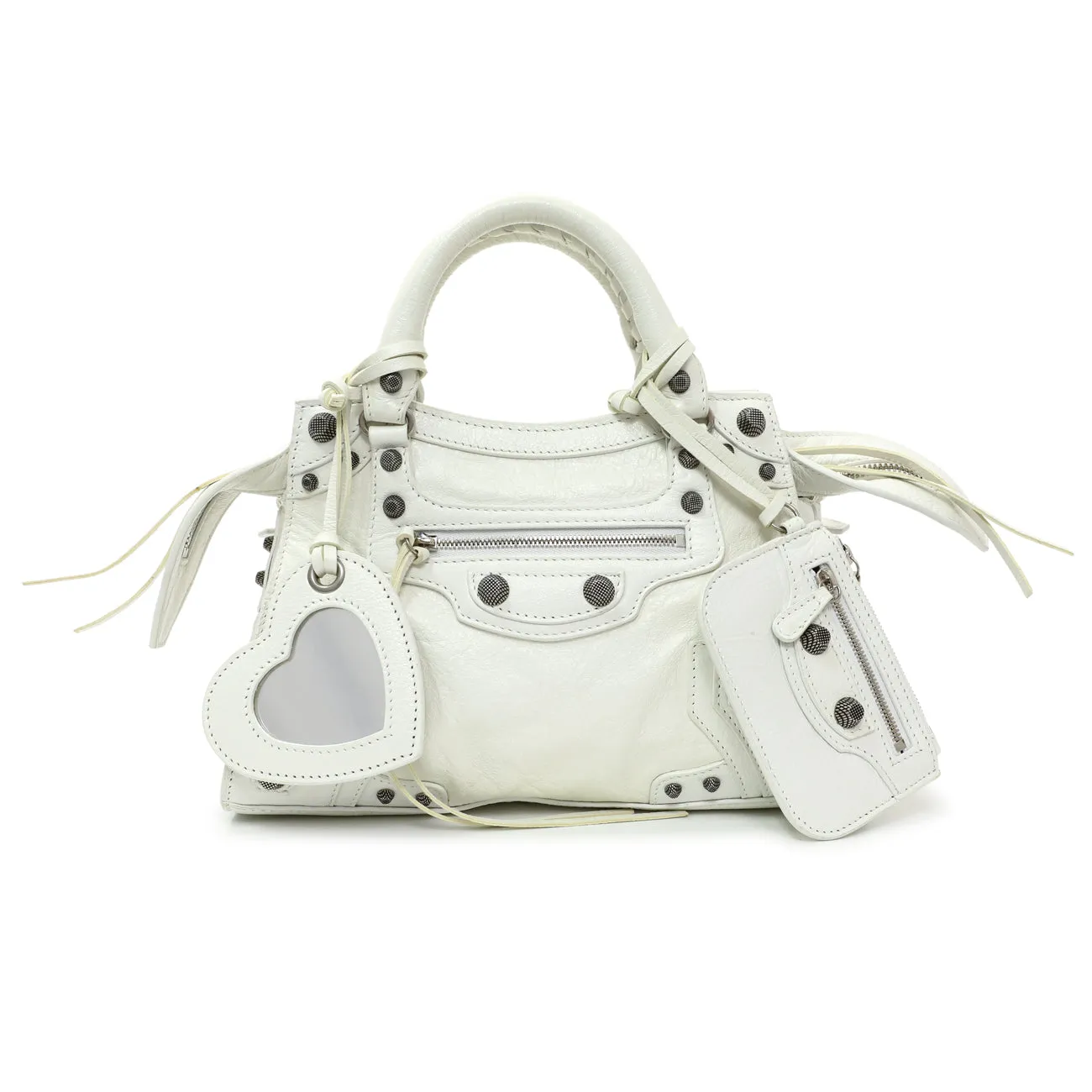 Balenciaga White Agneau Arena Neo Cagole Handbag XS