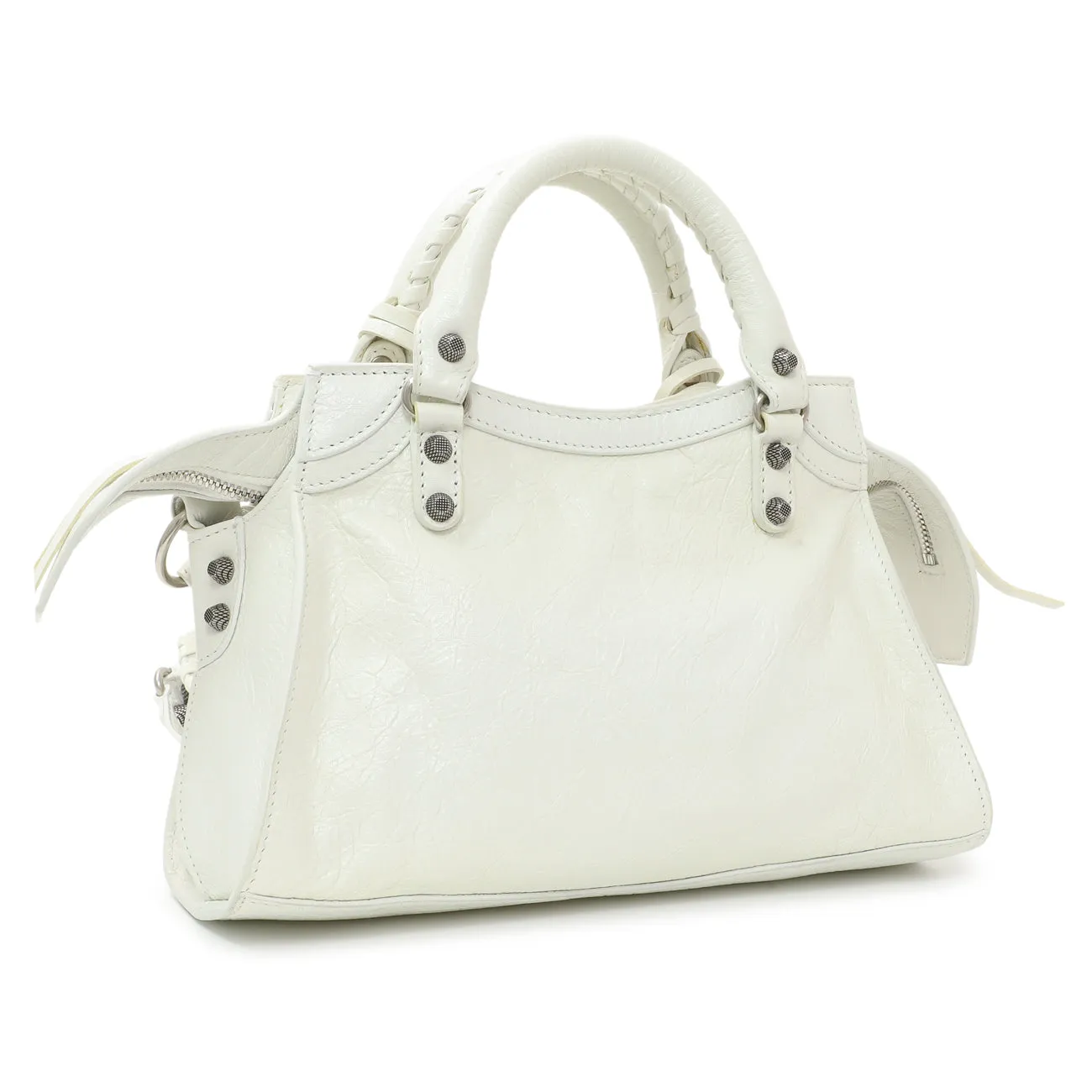 Balenciaga White Agneau Arena Neo Cagole Handbag XS