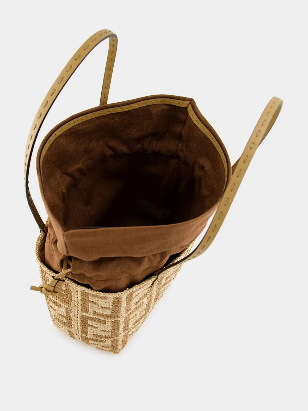 Beige Raffia Crochet Shopper Bag