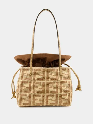 Beige Raffia Crochet Shopper Bag