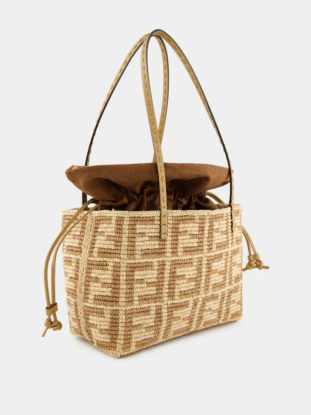 Beige Raffia Crochet Shopper Bag
