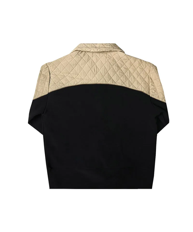 BENECIA 12 Functional Shoulder Color Blocking Fleece Man-to-Man - Black