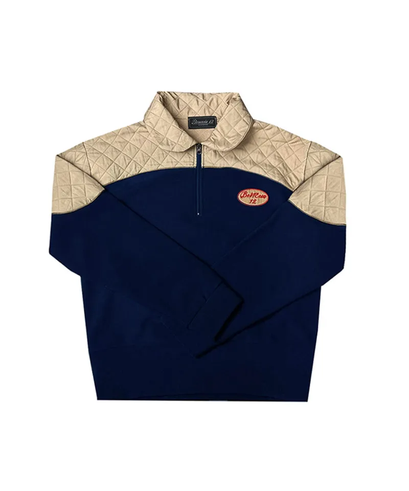 BENECIA 12 Functional Shoulder Color Blocking Fleece Man-to-Man -  Navy