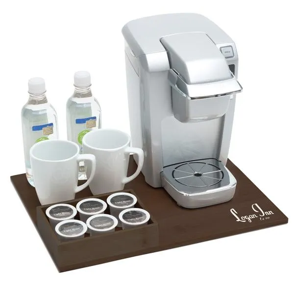 Beverage organizer tray - Black Leatherette