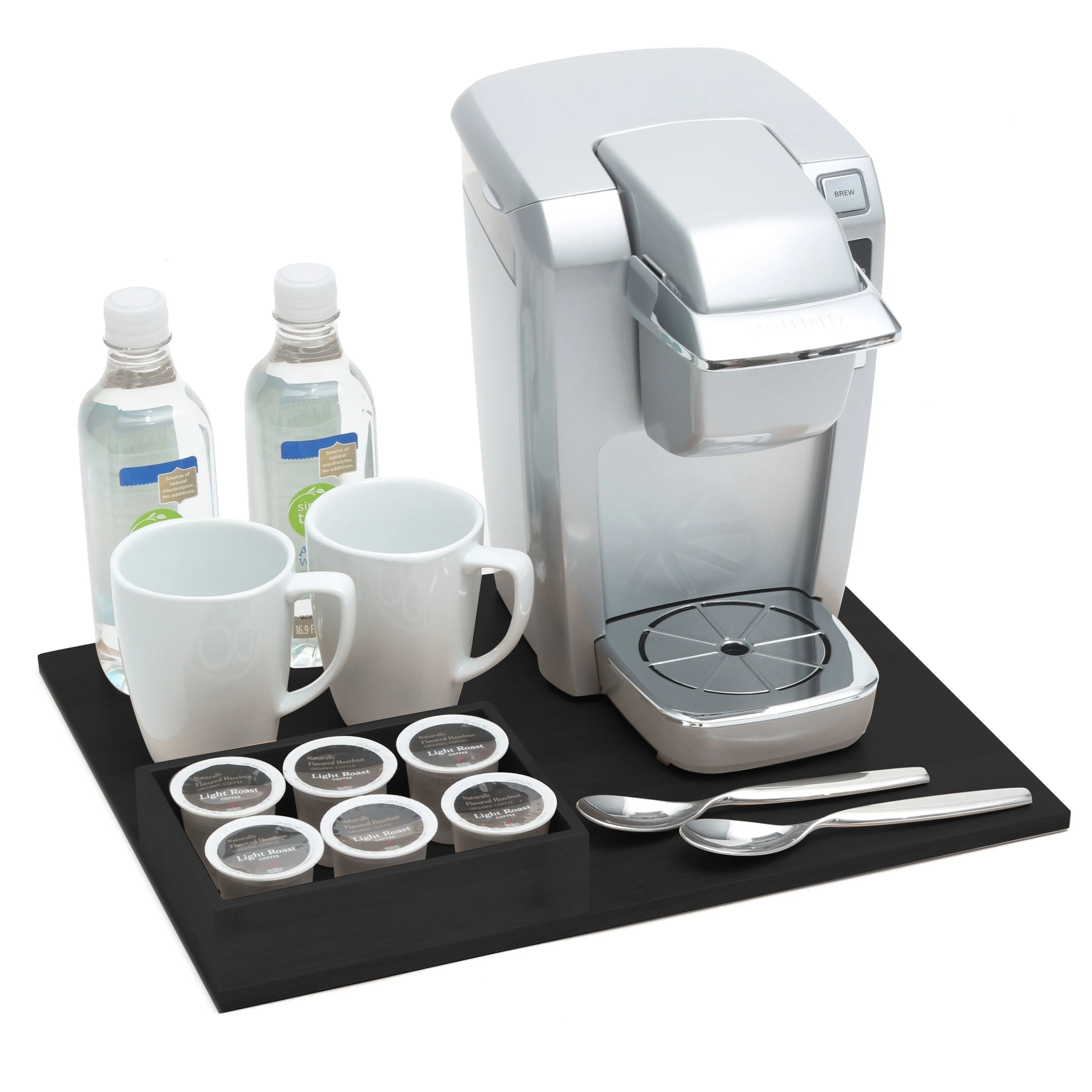 Beverage organizer tray - Black Leatherette